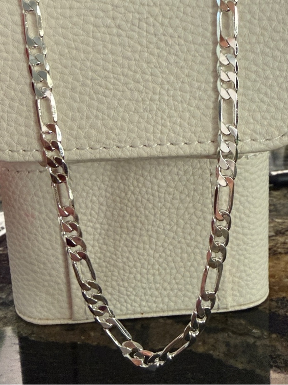 925 Silver Figaro Chain Necklace - 24”